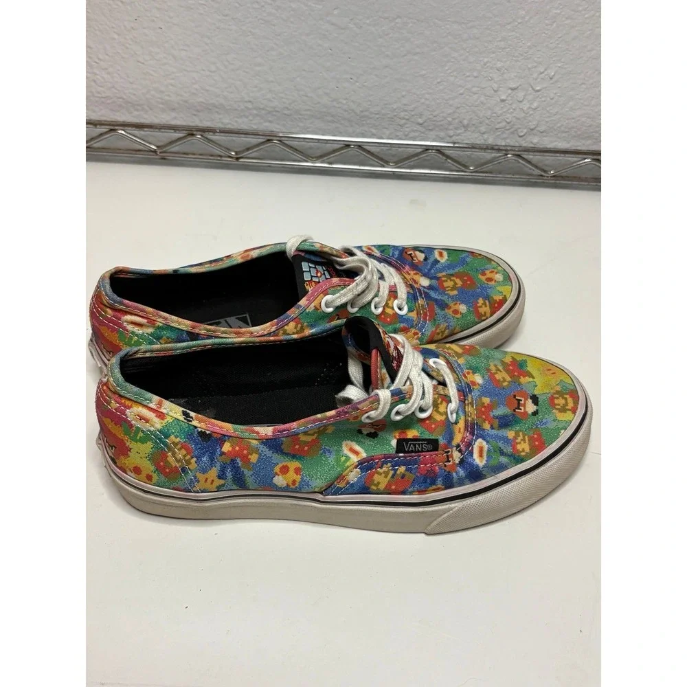 Vans x Nintendo Authentic Super Mario Bros Pixel Sneakers Shoes Men 6 Women 7.5